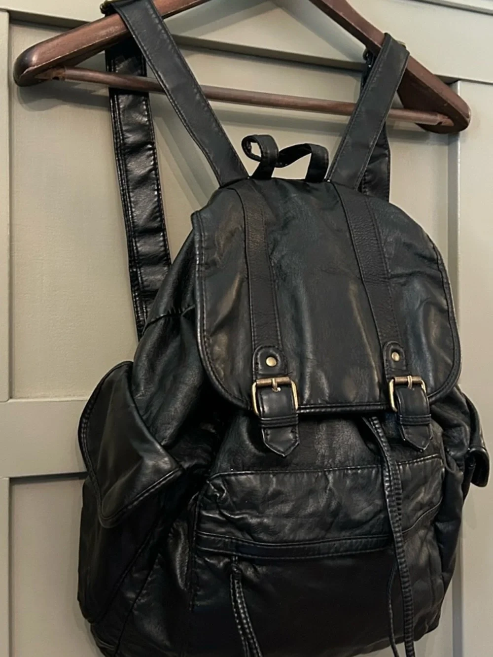 Mossimo Supply Co Faux Leather Backpack Black Y2K Vintage